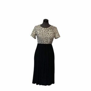 7th Ray Leopard Print Black Dress With Pockets Medium